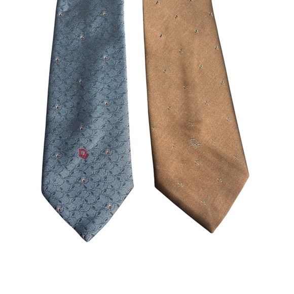 DIOR Vintage 90s Retro Print Ties Made in USA *Set of 2* - Picture 2 of 8